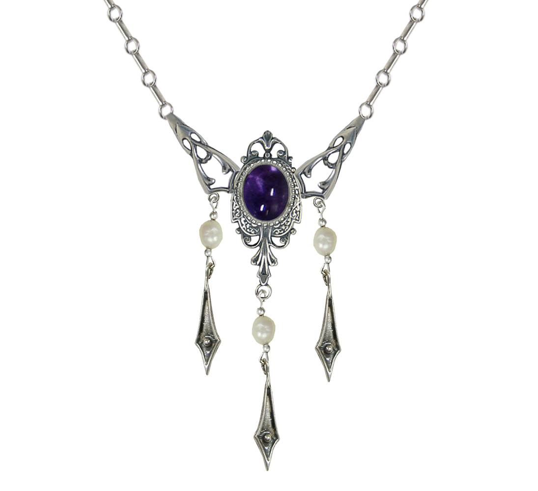 Sterling Silver Victorian Necklace With Iolite